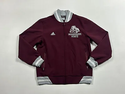 Adidas Mississippi State Bulldogs Jacket Mens SZ Small Full Zip Maroon White • $17.88