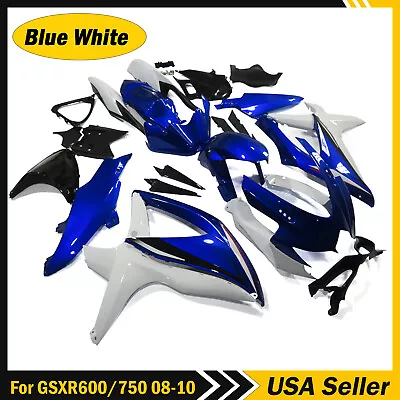 Fairing Kit For Suzuki GSXR600 GSXR750 2008 2009 2010 Blue White Injection Body • $359