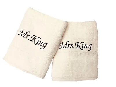 £24.99 • Buy Personalised Embroidered Mr & Mrs Bath Towel Gift Set With Name Choice