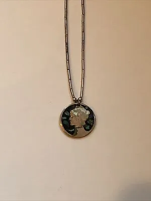 Mercury Dime Silver Charm Pendant With Turquoise Necklace • $9.99