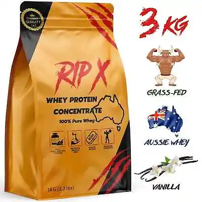 3KG Whey Protein Concentrate Powder VANILLA WPC Australian Grass-Fed • $119.95