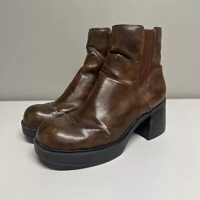 Vintage Womens Skechers Platform Boots Size 8.5 Y2K Brown Chunky Heel *CRACKED • $37.99