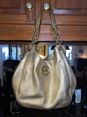Michael Kors Fulton Chain Shoulder Bag  Gold Pebbled Leather • $65