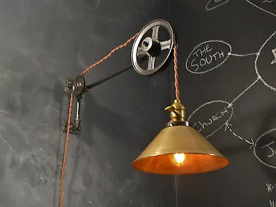 Industrial Lighting - Vintage Pulley Lamp - Steampunk Sconce Light - Art Deco • $286.95
