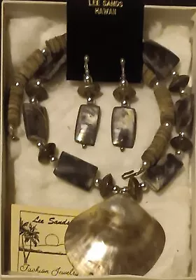 Vintage Lee Sands Hawaii Oyster Mink & Puka Shell Necklace & Earrings • $50