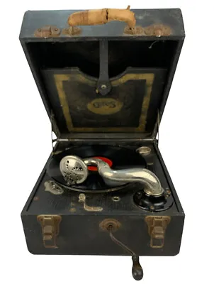 Antique QRS Chicago Portable Suitcase Wind Up Phonograph Record Player • $507.84