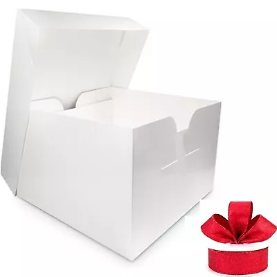 Tall Cake Box 10x10x10In + Ribbon Premium Cake Boxes Cheap Price For Home Bakers • £195.99