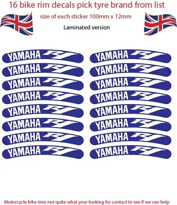 16 Yamaha R1 Wheel Rim Decal Kit Stickers Track Bike Race Bike Graphics • £5.99