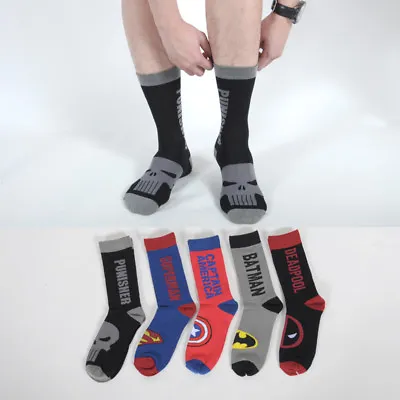 Mens Cotton Socks Funny Marvel Superhero Punisher US Captain Casual Dress Socks • £3.47