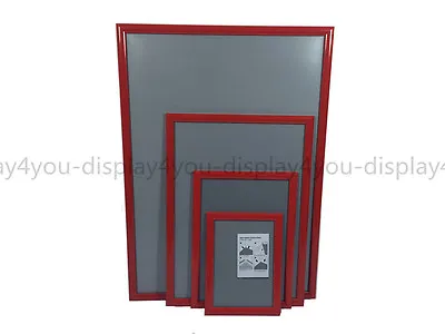 A1A2A3A4 Red Snap Frames Poster Clip Holders Displays Retail Wall Notice Boards • £15.49