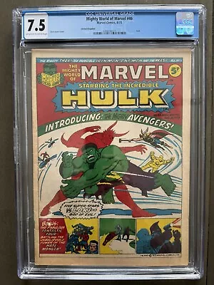 Mighty World Of Marvel #46 CGC 7.5 OW/W UK Hulk Reprints Avengers #1 • $49.99