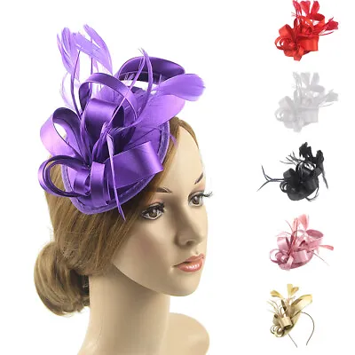 Wedding Fascinator Royal Ascot Race Flower Hair Clip Feathers Small Mini Top Hat • £7.69