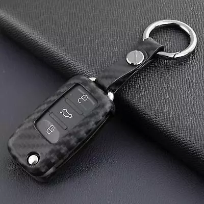 Carbon Fiber Flip Key Fob Case Cover Holder For VW Golf 6 Passat B7 Jetta Tiguan • $6.83