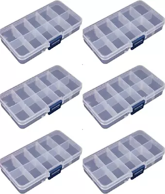£3.95 • Buy 6x 10 Compartment Small Organiser Storage Plastic Box Craft Nail Art Fuse Beads