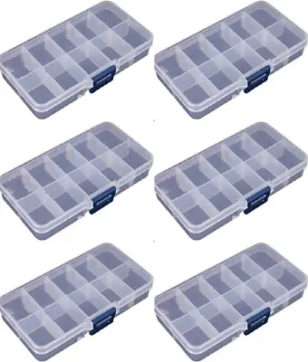 £3.95 • Buy 6x 10 Compartment Small Organiser Storage Plastic Box Craft Nail Art Fuse Beads