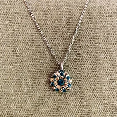 Mariana Women's Guardian Angel Necklace Blue/brown Swarovski Crystal Flower 19  • $49.99