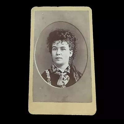 Antique CDV Young Woman Great Hair Photo: Lyman W Colby Manchester NH • $4.49