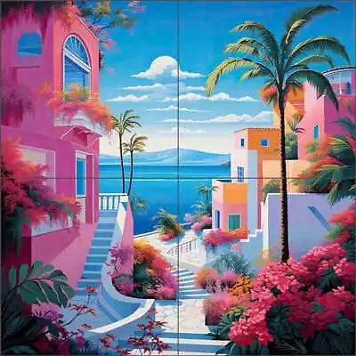 Mediterranean Tile Backsplash Ray Powers Landscape Art Ceramic Mural OB-RPA442a • $49.95