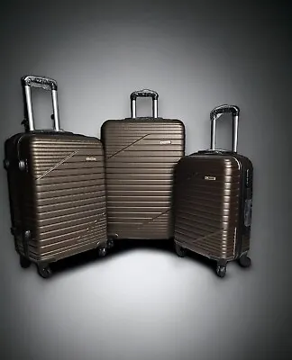 3pcs Suitcase Set ABS Cabin Hard Shell Travel Luggage Trolley 4 Wheel Light A31 • £74.99