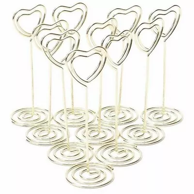 10x Heart Pattern Table Number Name Card Holder Party Memo Photo Stand Note-Clip • £5.62