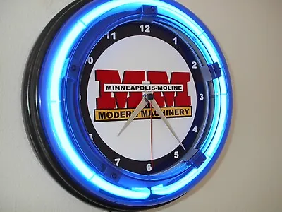 Minneapolis Moline Farm Tractor Barn Garage Dealer Man Cave Neon Wall Clock Sign • $99.99