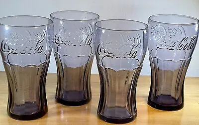 4 RED PURPLE Vintage McDonald’s Promotional Coca-Cola 16oz Glasses ~ Great Cond. • $22