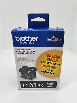 Brand NEW 2 Pack Brother LC61BK 61 Genuine Ink Cartridges BLACK 9/2022 OEM Value • $28.95