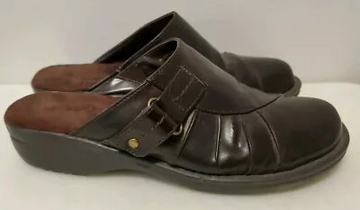 Merona Vegan Brown Faux Leather Slip On Mules For Women Size 8 • $15