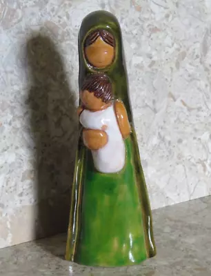 Mexican Folk Art Terracotta Pottery Mary Holding Jesus Christmas Figurine READ • $14.99