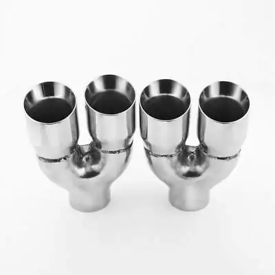 Pair 3  Inlet Quad 3.5  Out 9  Long Dual Wall 304 Stainless Steel Exhaust Tips • $207.97