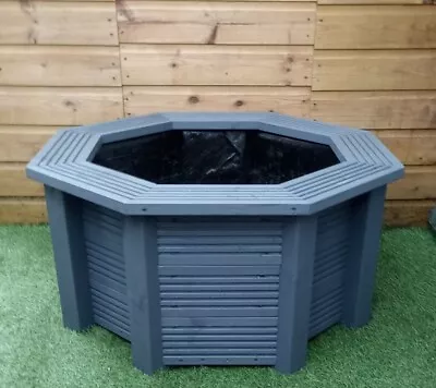 Raised Octagonal Garden Pond With Seat Top Grey 83x83x42h Cm Delivered Ready2Use • £209