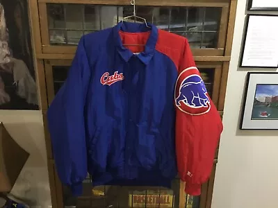 VTG 90’s Chicago Cubs STARTER Diamond Collection Snap Puffer Jacket SZ XL - Cool • $74.69