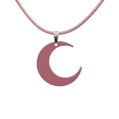 Pink Crescent Moon Necklace Alternative Pastel Goth Concert Festival Kawaii Cute • $27