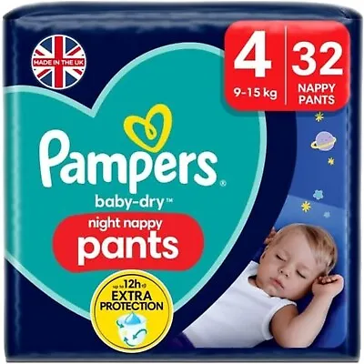 Pampers Baby-Dry Night Nappy Pants- Size 4 - 32 Pants • £11.90