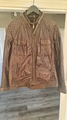 Amazing Massimo Dutti Brown Leather Jacket Men Xl • £55