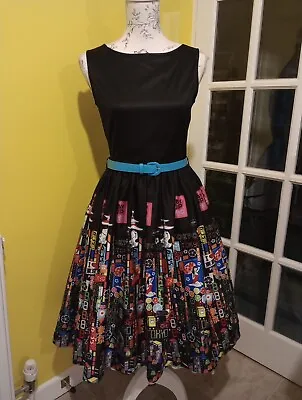 Lindy Bop Audrey Tokyo Print Swing Dress Size 8-10 • £24