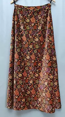 Vintage 1970s Debenhams Floral Velvet Maxi A Line Skirt Uk 10 Waist 28  Hips 40  • £45