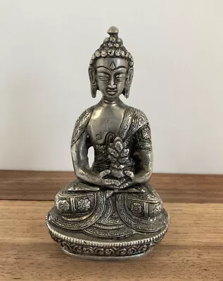 Vintage 6 I Nch Silver Tone Bronze Buddha Statue Meditation Space • $32