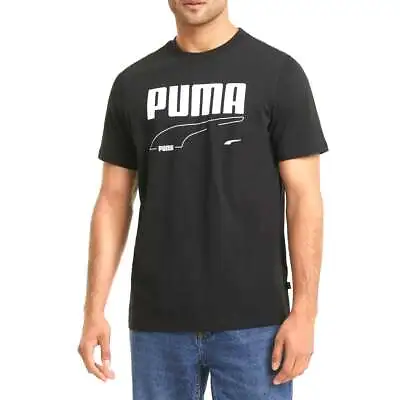 Puma Rebel Logo Crew Neck Short Sleeve T-Shirt Big Tall Mens Black Casual Tops 5 • $9.99