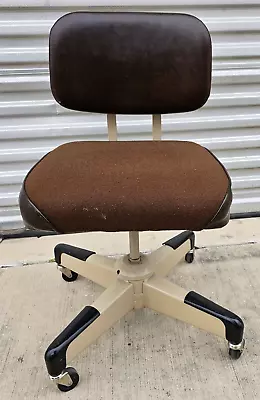 Vintage HON Mid-Century Modern  Steel Swivel Office Chair WHEELS ROLLING • $159.20