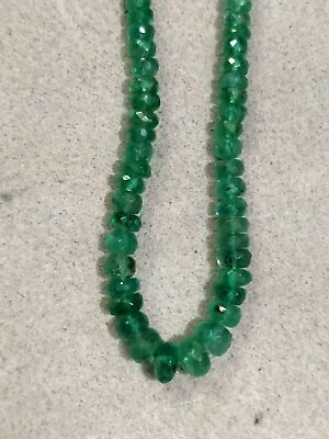 Zambian Emerald Faceted Rondelle Beads 8  Half Strand Natural Fine Emerald Gems • $115