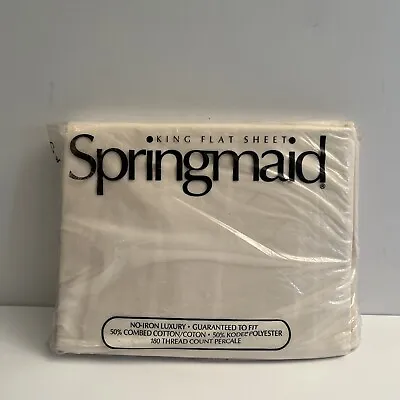 Vintage Springmaid No Iron Perecale King Flat Sheet New In Package NOS • $29.99