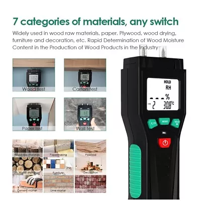 Pro Tool Timber Industry Damp Meter Moisture Detector Digital LCD Humidity Test • £20.99