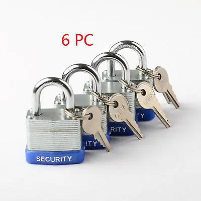 30mm (1 Inch ) LAMINATED STEEL CASE PADLOCK ~ 6pc Set KEYED ALIKE • $27.95