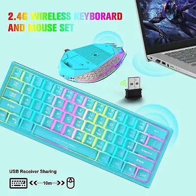 $52.59 • Buy 3in1 Wireless Gaming Rainbow Keyboard LED Mouse And Mousepad Set For PS4 Laptop