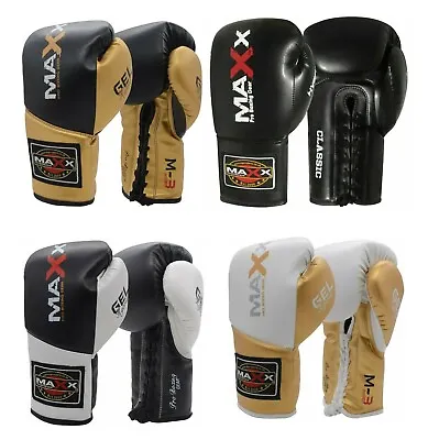 Boxing Competition Boxing Gloves Lace Ups Glove Maya Leather Punch Bag MMA Ufc C • £19.99