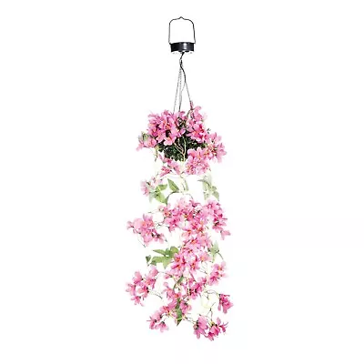 Garden Decorations 60 LED Solar Pink Flower Hanging Basket Twinkle 55cm LS240000 • £18.99