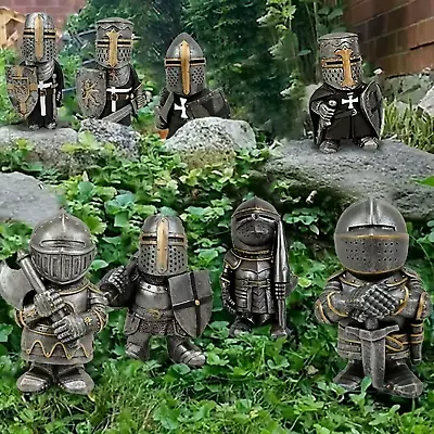 Medieval Gnomes Knights Shining Armor Crusader Mini Statue Decor 8 Choices • $15.74