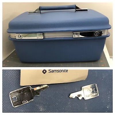 Vintage Samsonite Montebello Blue Hard Shell Vanity Bag Cosmetic Case + 2 Keys • £47.89