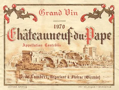 1970's-80's Chateauneuf Du Pape Grand Vin French Wine Label VTG Original A436 • $11.97